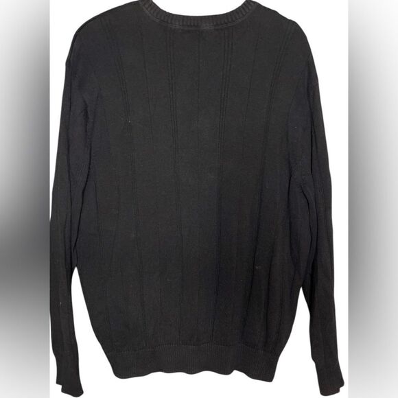 JOHN ASHFORD 100% Cotton XL Black Gray Striped Collar Pullover crew neck - Picture 5 of 6